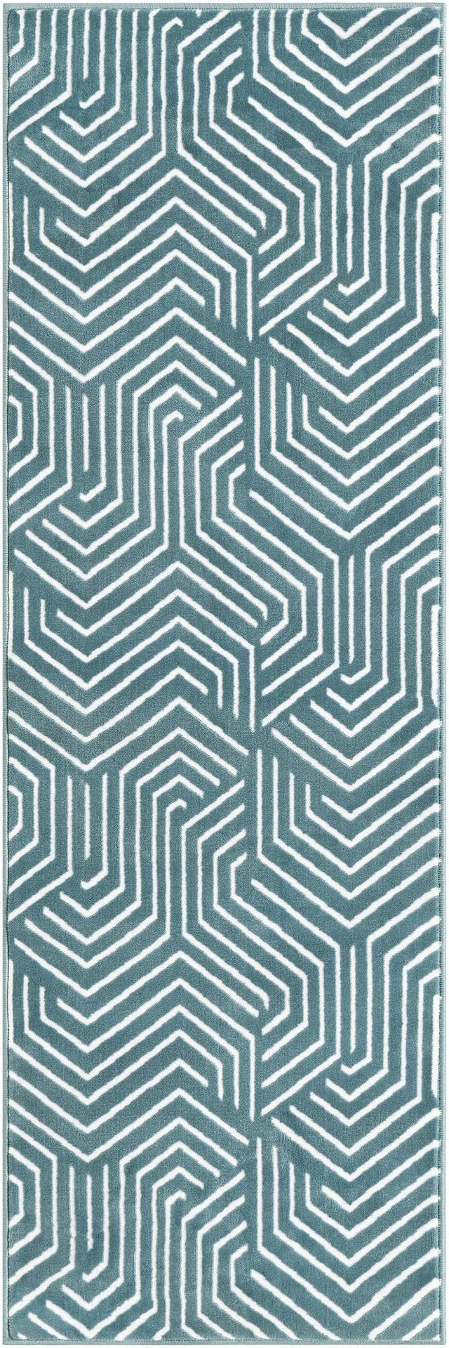 Aegean Blue 2' x 6' 1 Aakaar Runner Area Rug 85% Polypropylene & 15% Chenille Living Room Bedroom Carpet for Sale at Rug Engine