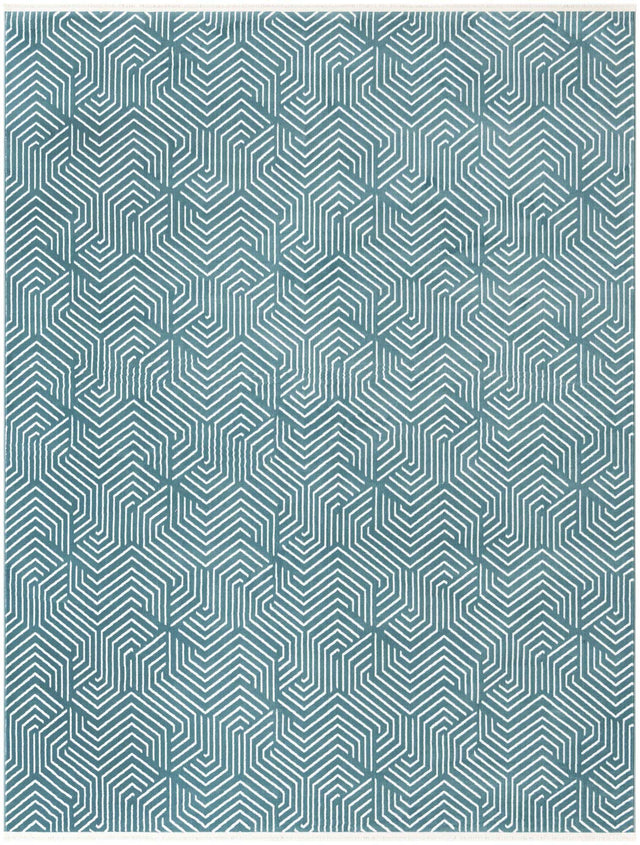 Aegean Blue 7' 10 x 10' Aakaar Rectangle Area Rug 85% Polypropylene & 15% Chenille Living Room Bedroom Carpet for Sale at Rug Engine