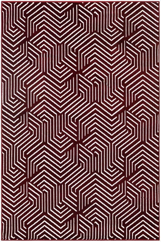 Burgundy Red 4' 1 x 6' 1 Aakaar Rectangle Area Rug 85% Polypropylene & 15% Chenille Living Room Bedroom Carpet for Sale at Rug Engine