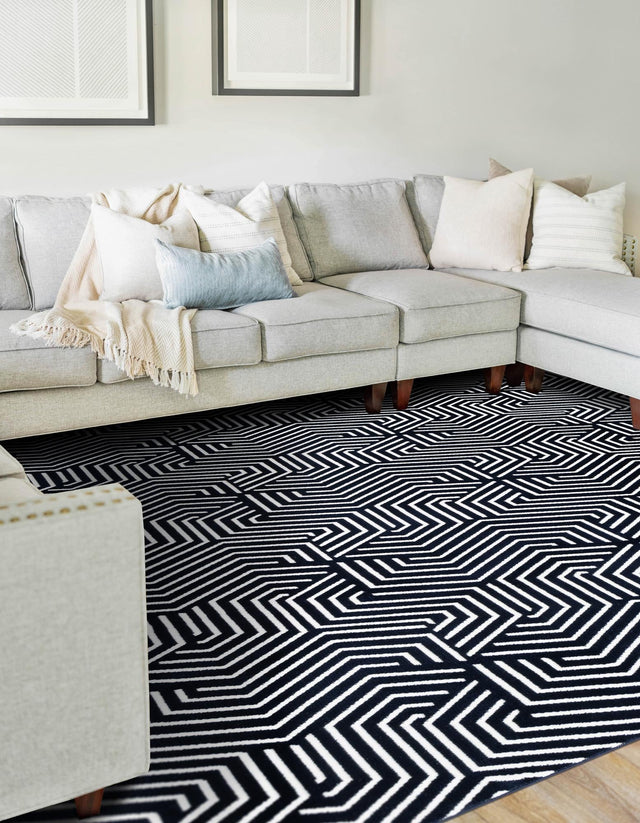 Midnight Blue 5' 3 x 8' Aakaar Rectangle Area Rug 85% Polypropylene & 15% Chenille Living Room Bedroom Carpet for Sale at Rug Engine