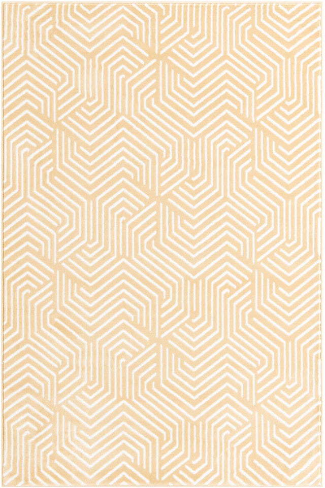 Yellow 4' 1 x 6' 1 Aakaar Rectangle Area Rug 85% Polypropylene & 15% Chenille Living Room Bedroom Carpet for Sale at Rug Engine