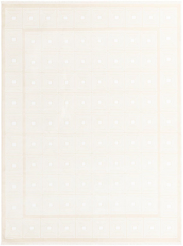 Ivory White 7' 10 x 10' Aakaar Rectangle Area Rug 85% Polypropylene & 15% Chenille Living Room Bedroom Carpet for Sale at Rug Engine