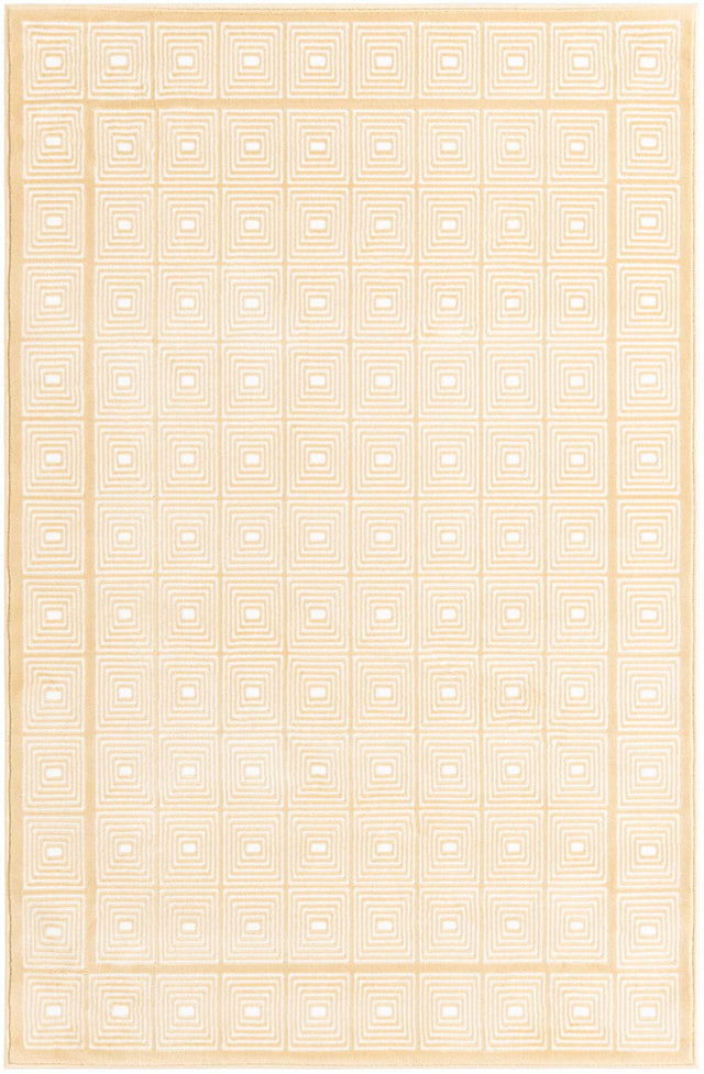 Yellow 4' 1 x 6' 1 Aakaar Rectangle Area Rug 85% Polypropylene & 15% Chenille Living Room Bedroom Carpet for Sale at Rug Engine