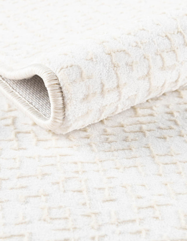 Ivory White 7' 10 x 10' Aakaar Rectangle Area Rug 85% Polypropylene & 15% Chenille Living Room Bedroom Carpet for Sale at Rug Engine