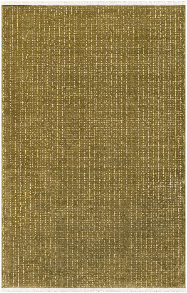 Olive Green 4' 1 x 6' 1 Aakaar Rectangle Area Rug 85% Polypropylene & 15% Chenille Living Room Bedroom Carpet for Sale at Rug Engine