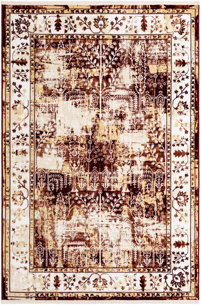 Burgundy Red 5' 3 x 8' Narenj Rectangle Area Rug 85% Polypropylene & 15% Polyester Traditional Classic Carpet for Living, Dining, Bedrooms, Office for Sale at Rug Engine