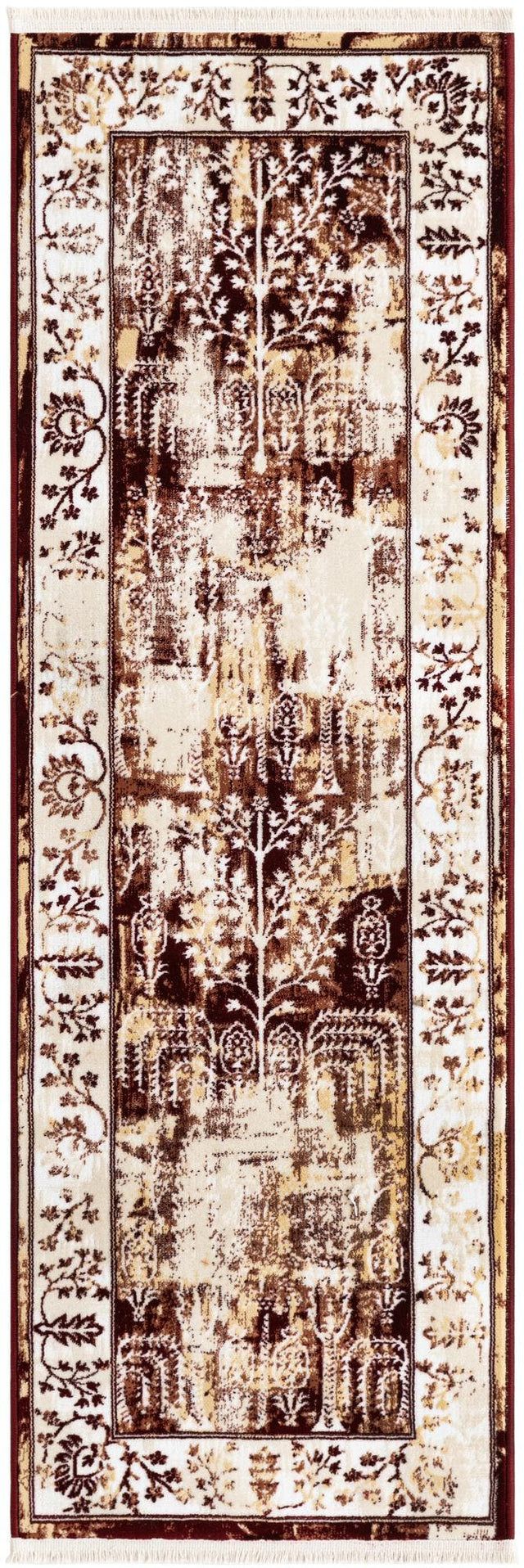 Burgundy Red 2' x 6' 1 Narenj Runner Area Rug 85% Polypropylene & 15% Polyester Traditional Classic Carpet for Living, Dining, Bedrooms, Office for Sale at Rug Engine