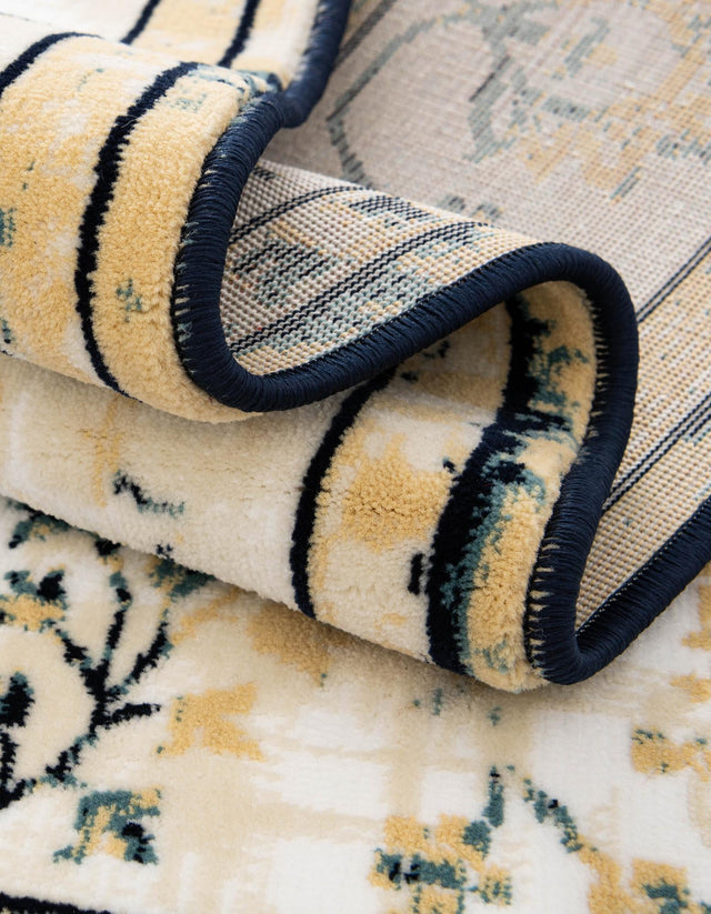 Blue and Ivory 7' 10 x 10' Narenj Rectangle Area Rug 85% Polypropylene & 15% Polyester Traditional Classic Carpet for Living, Dining, Bedrooms, Office for Sale at Rug Engine