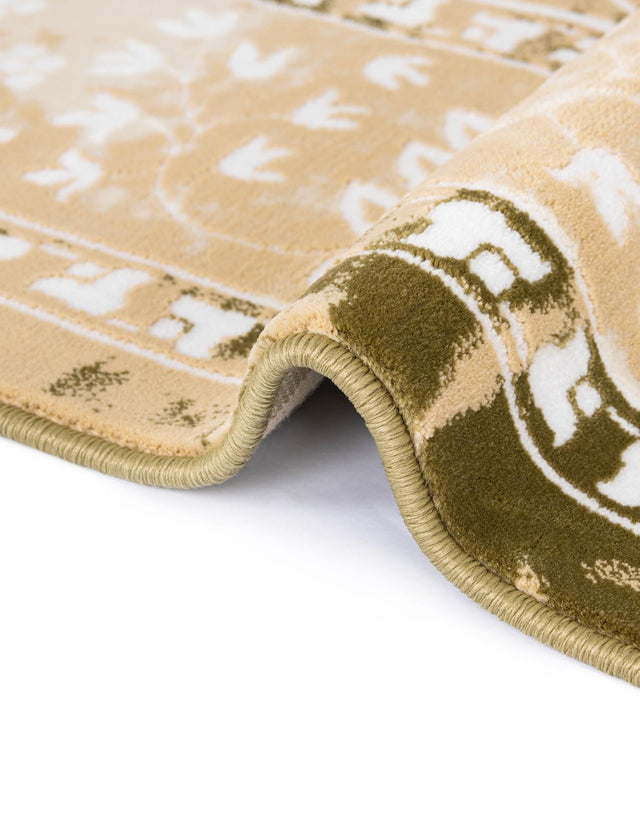 Green and Beige 5' 3 x 8' Narenj Rectangle Area Rug 85% Polypropylene & 15% Polyester Traditional Classic Carpet for Living, Dining, Bedrooms, Office for Sale at Rug Engine