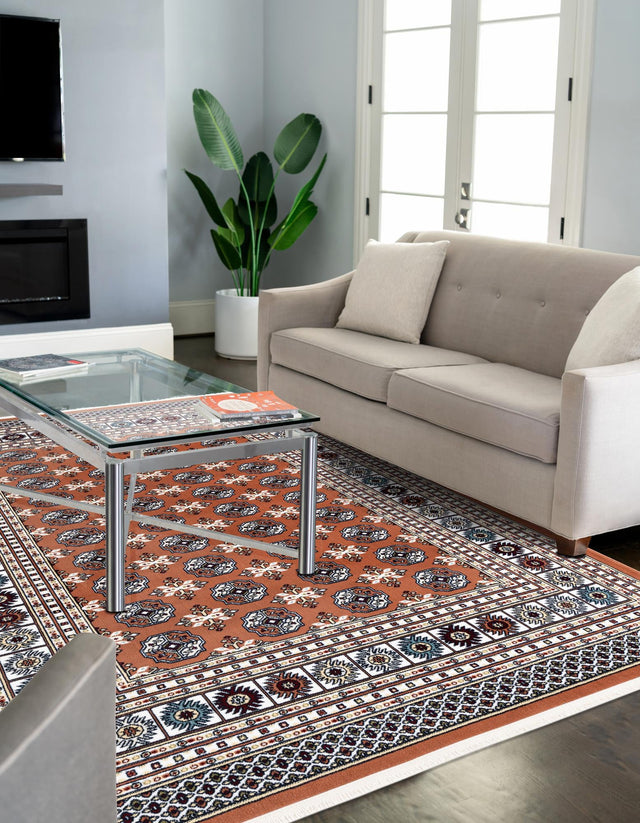Dusty Pink 7' 10 x 10' Narenj Rectangle Area Rug 85% Polypropylene & 15% Polyester Traditional Classic Carpet for Living, Dining, Bedrooms, Office for Sale at Rug Engine