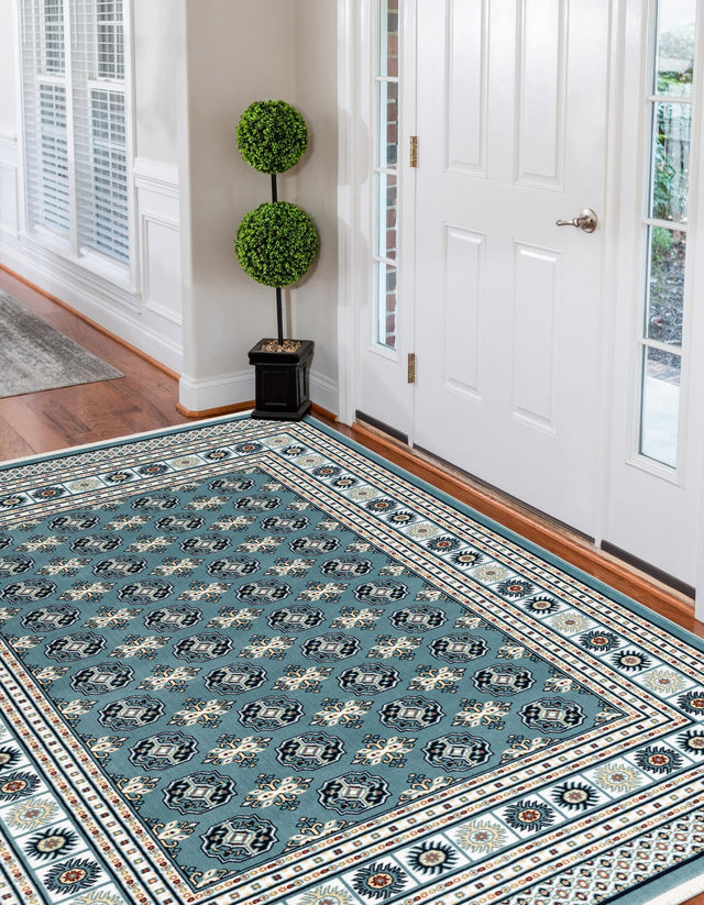 Aegean Blue 4' 1 x 6' 1 Narenj Rectangle Area Rug 85% Polypropylene & 15% Polyester Traditional Classic Carpet for Living, Dining, Bedrooms, Office for Sale at Rug Engine
