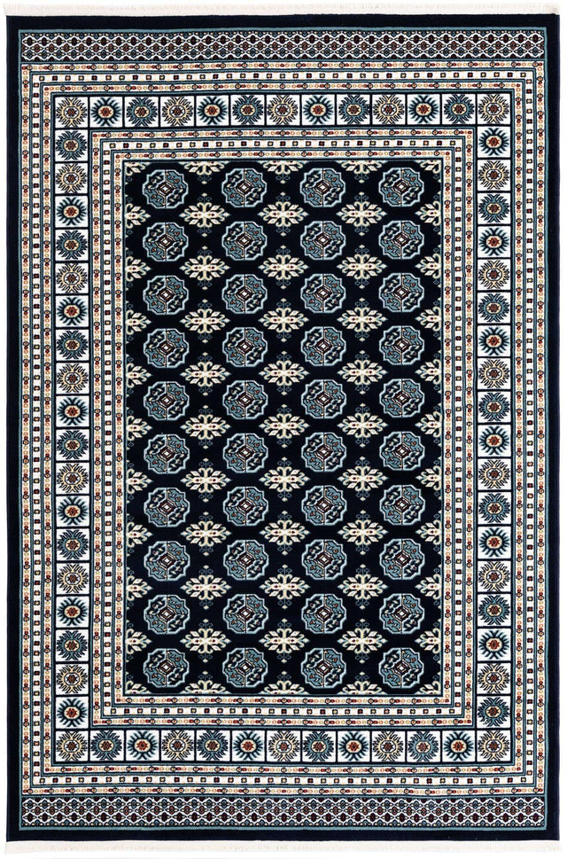 Midnight Blue 5' 3 x 8' Narenj Rectangle Area Rug 85% Polypropylene & 15% Polyester Traditional Classic Carpet for Living, Dining, Bedrooms, Office for Sale at Rug Engine