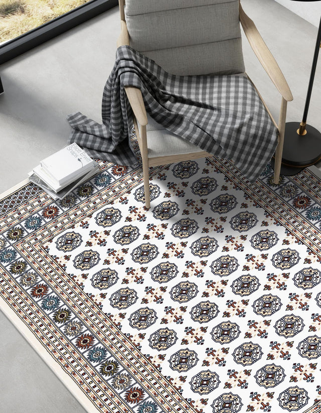 Beige and Cream 5' 3 x 8' Narenj Rectangle Area Rug 85% Polypropylene & 15% Polyester Traditional Classic Carpet for Living, Dining, Bedrooms, Office for Sale at Rug Engine