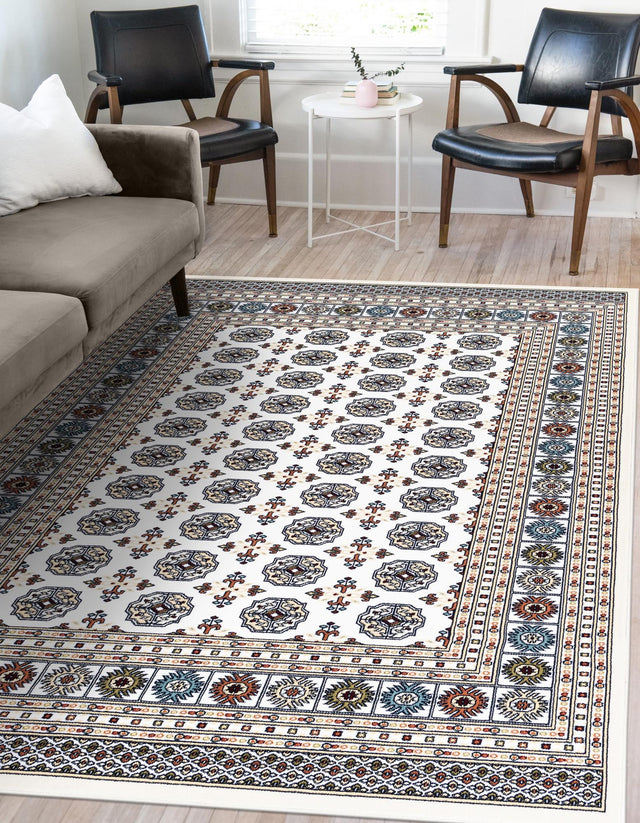 Beige and Cream 5' 3 x 8' Narenj Rectangle Area Rug 85% Polypropylene & 15% Polyester Traditional Classic Carpet for Living, Dining, Bedrooms, Office for Sale at Rug Engine