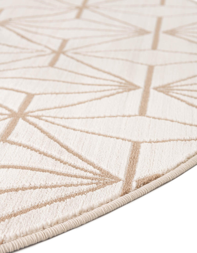 Beige 4' 1 x 4' 1 Jill Zarin Uptown Round Area Rug 70% Polypropylene & 30% Polyester Contemporary Carpet for Living, Dining, Office, Bedroom for Sale at Rug Engine
