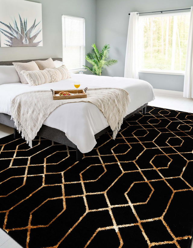 Black and Gold 5' 3 x 8' Marilyn Monroe Glam Rectangle Area Rug 70% Polypropylene & 30% Polyester Vivid Geometric Modern Carpet for Interior Home Decor for Sale at Rug Engine