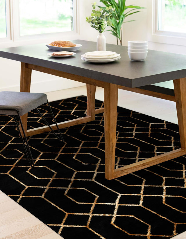 Black and Gold 5' 3 x 8' Marilyn Monroe Glam Rectangle Area Rug 70% Polypropylene & 30% Polyester Vivid Geometric Modern Carpet for Interior Home Decor for Sale at Rug Engine