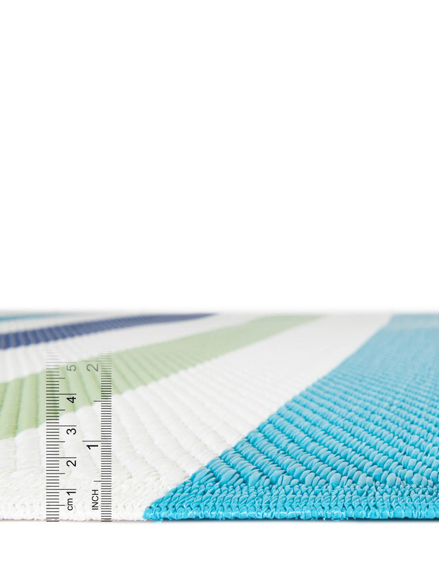 Blue and Green 2' x 6' 1 Vista Breeze Outdoor Runner Area Rug Weather Resistant for Patio, Deck, Terrace, Balcony, Porch Colorful Vivid Modern Outside Carpet for Sale at Rug Engine