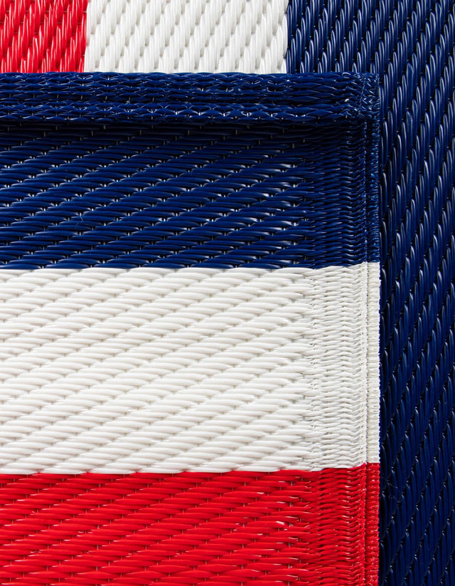 Navy Bue and Red 2' x 6' 1 Vista Breeze Outdoor Runner Area Rug Weather Resistant for Patio, Deck, Terrace, Balcony, Porch Colorful Vivid Modern Outside Carpet for Sale at Rug Engine
