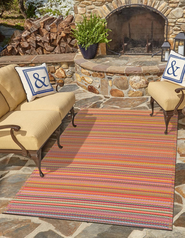 Multicolor 4' 1 x 6' 1 Vista Breeze Outdoor Rectangle Area Rug Weather Resistant for Patio, Deck, Terrace, Balcony, Porch Colorful Vivid Modern Outside Carpet for Sale at Rug Engine