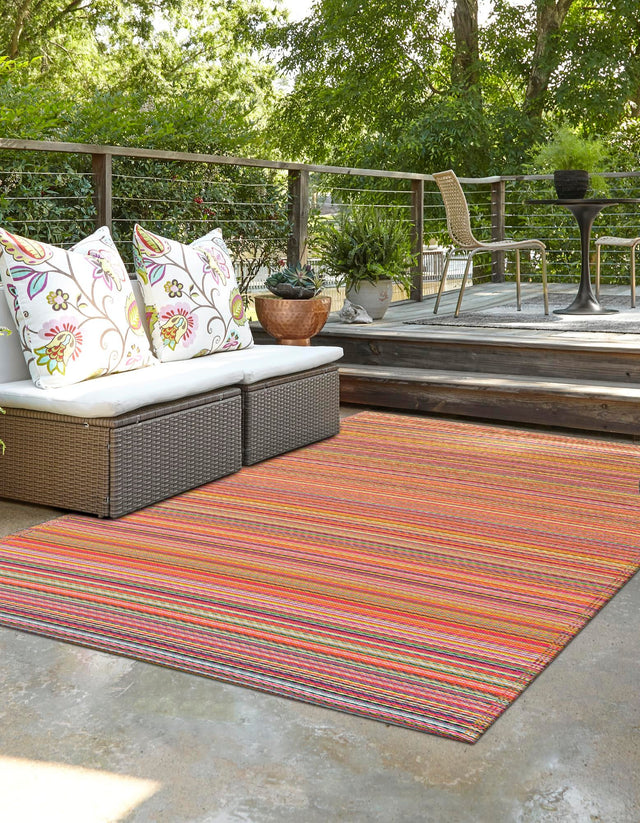 Multicolor 4' 1 x 6' 1 Vista Breeze Outdoor Rectangle Area Rug Weather Resistant for Patio, Deck, Terrace, Balcony, Porch Colorful Vivid Modern Outside Carpet for Sale at Rug Engine