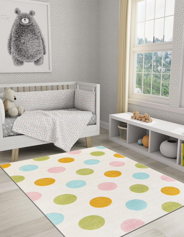 Multicolor 5' 1 x 8' Whimsy Kids Rectangle Area Rug for Baby Nursery, Toddler Playroom, Bedrooms