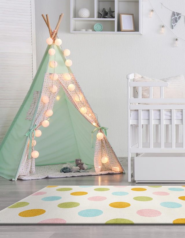 Multicolor 5' 1 x 8' Whimsy Kids Rectangle Area Rug for Baby Nursery, Toddler Playroom, Bedrooms