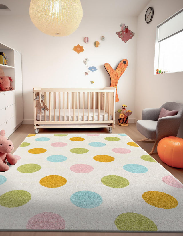 Multicolor 5' 1 x 8' Whimsy Kids Rectangle Area Rug for Baby Nursery, Toddler Playroom, Bedrooms