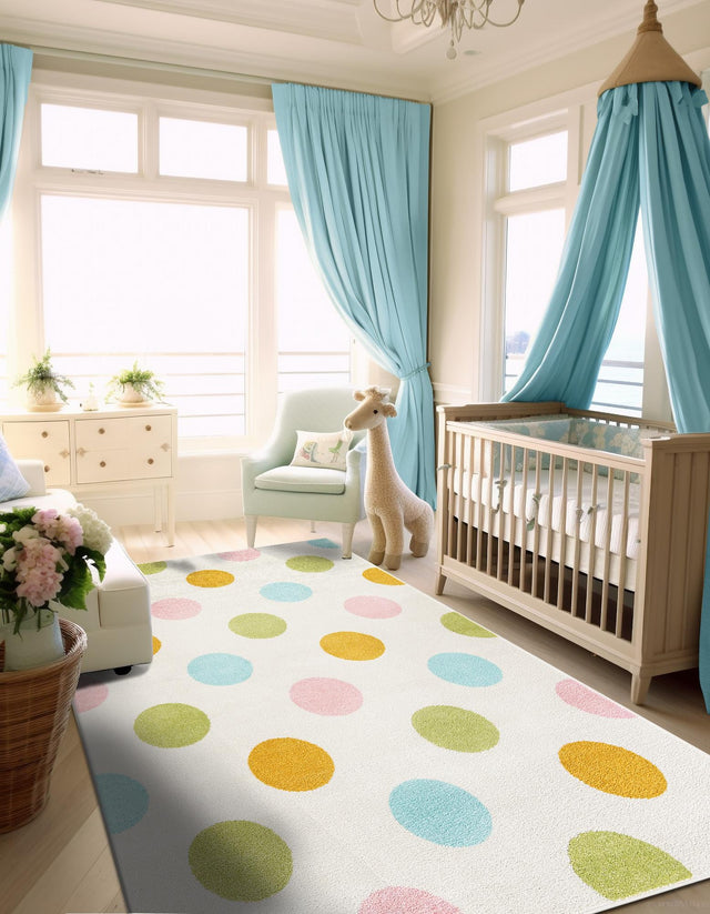 Multicolor 5' 1 x 8' Whimsy Kids Rectangle Area Rug for Baby Nursery, Toddler Playroom, Bedrooms