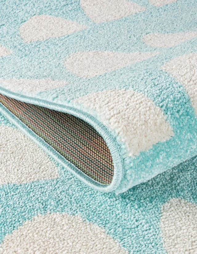 Clear Blue 5' 1 x 8' Whimsy Kids Rectangle Area Rug for Baby Nursery, Toddler Playroom, Bedrooms