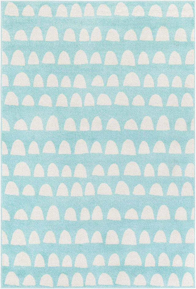Clear Blue 5' 1 x 8' Whimsy Kids Rectangle Area Rug for Baby Nursery, Toddler Playroom, Bedrooms