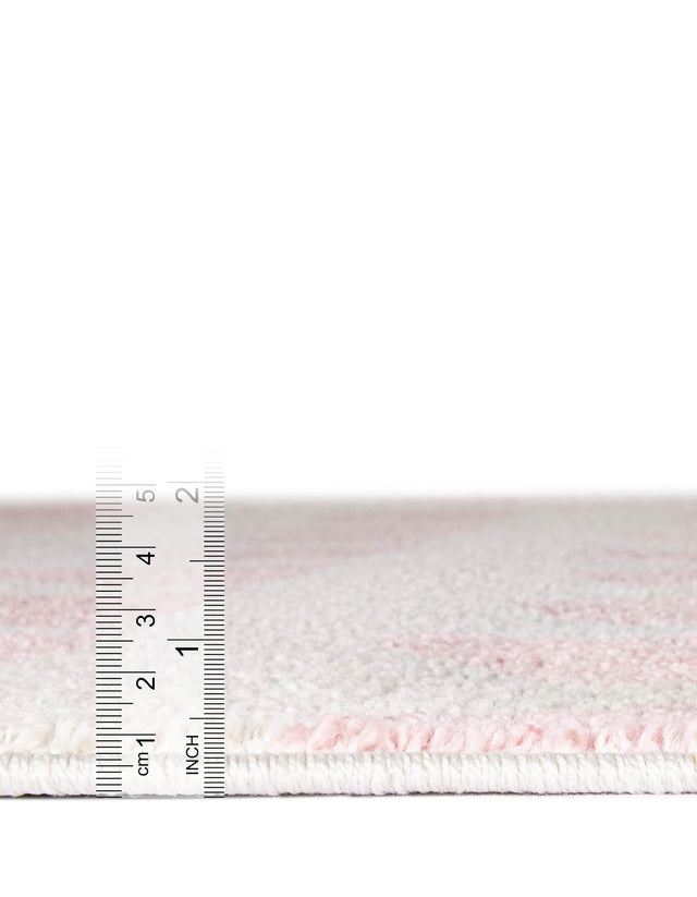 Ivory and Pink 5' 1 x 8' Whimsy Kids Rectangle Area Rug for Baby Nursery, Toddler Playroom, Bedrooms