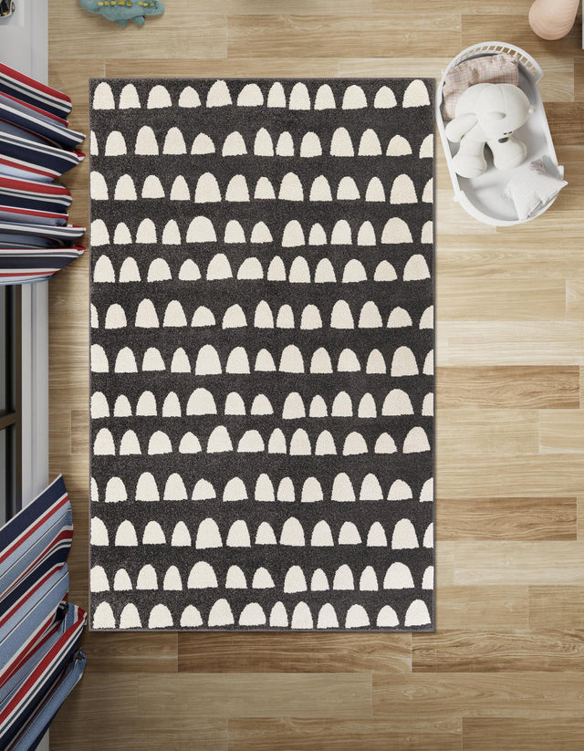 Dark Gray 5' 1 x 8' Whimsy Kids Rectangle Area Rug for Baby Nursery, Toddler Playroom, Bedrooms