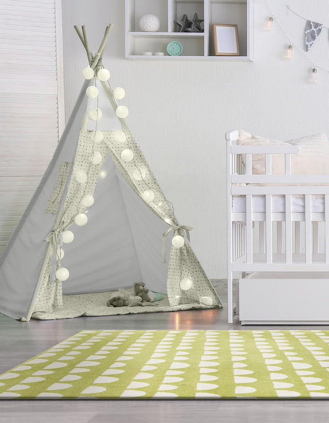 Pastel Green 5' 1 x 8' Whimsy Kids Rectangle Area Rug for Baby Nursery, Toddler Playroom, Bedrooms