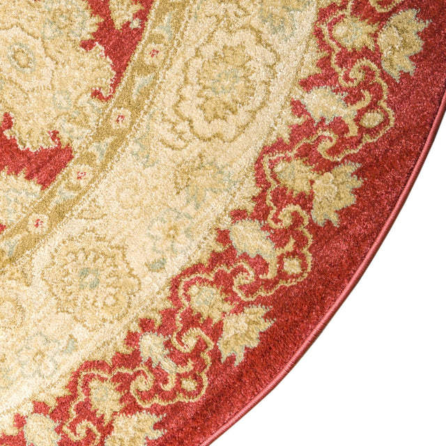 Red 6' 1 x 6' 1 Edinburgh Round Area Rug 100% Polypropylene Easy Clean With Cotton Backing Traditional Classic Design Carpet for Living, Dining Room, Office for Sale at Rug Engine