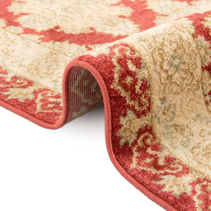 Red 6' 1 x 6' 1 Edinburgh Round Area Rug 100% Polypropylene Easy Clean With Cotton Backing Traditional Classic Design Carpet for Living, Dining Room, Office for Sale at Rug Engine