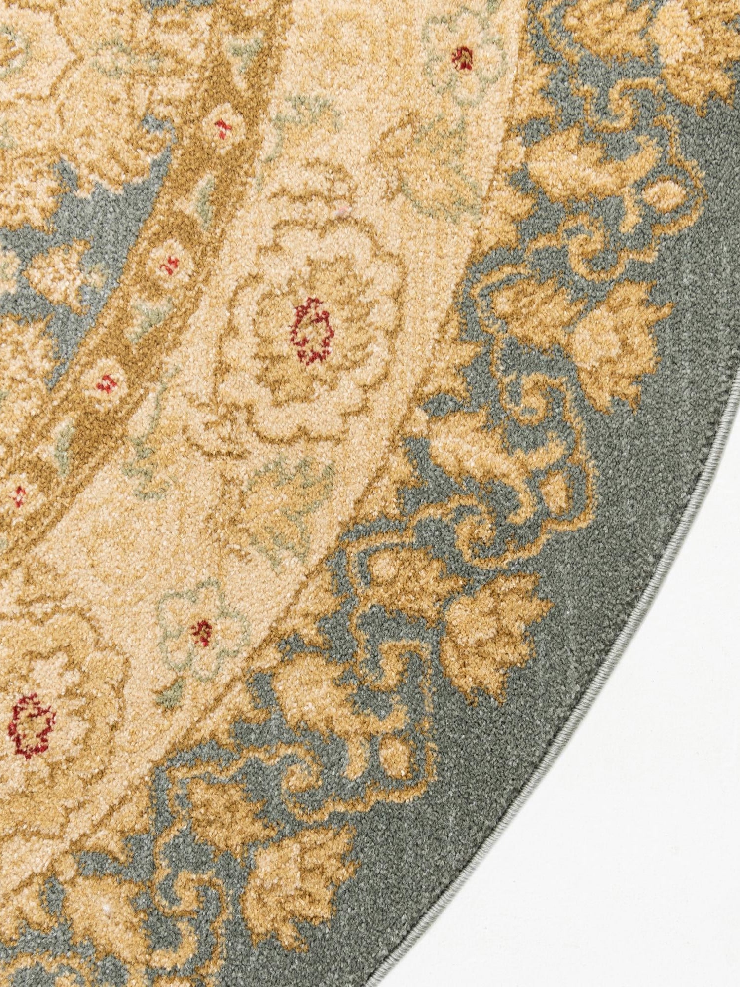 Blue 8' x 8' Edinburgh Round Area Rug 100% Polypropylene Easy Clean With Cotton Backing Traditional Classic Design Carpet for Living, Dining Room, Office for Sale at Rug Engine