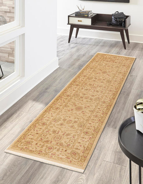 Cream 2' 7 x 10' Edinburgh Runner Area Rug 100% Polypropylene Easy Clean With Cotton Backing Traditional Classic Design Carpet for Living, Dining Room, Office for Sale at Rug Engine