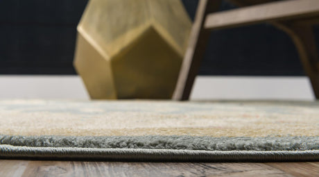 Blue 6' 1 x 6' 1 Edinburgh Round Area Rug 100% Polypropylene Easy Clean With Cotton Backing Traditional Classic Design Carpet for Living, Dining Room, Office for Sale at Rug Engine