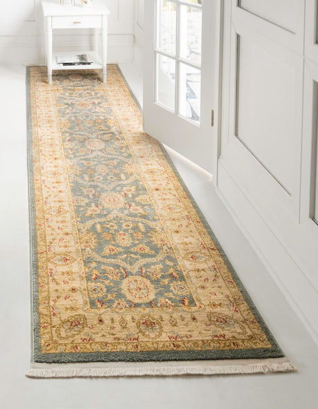 Blue 2' 7 x 10' Edinburgh Runner Area Rug 100% Polypropylene Easy Clean With Cotton Backing Traditional Classic Design Carpet for Living, Dining Room, Office for Sale at Rug Engine