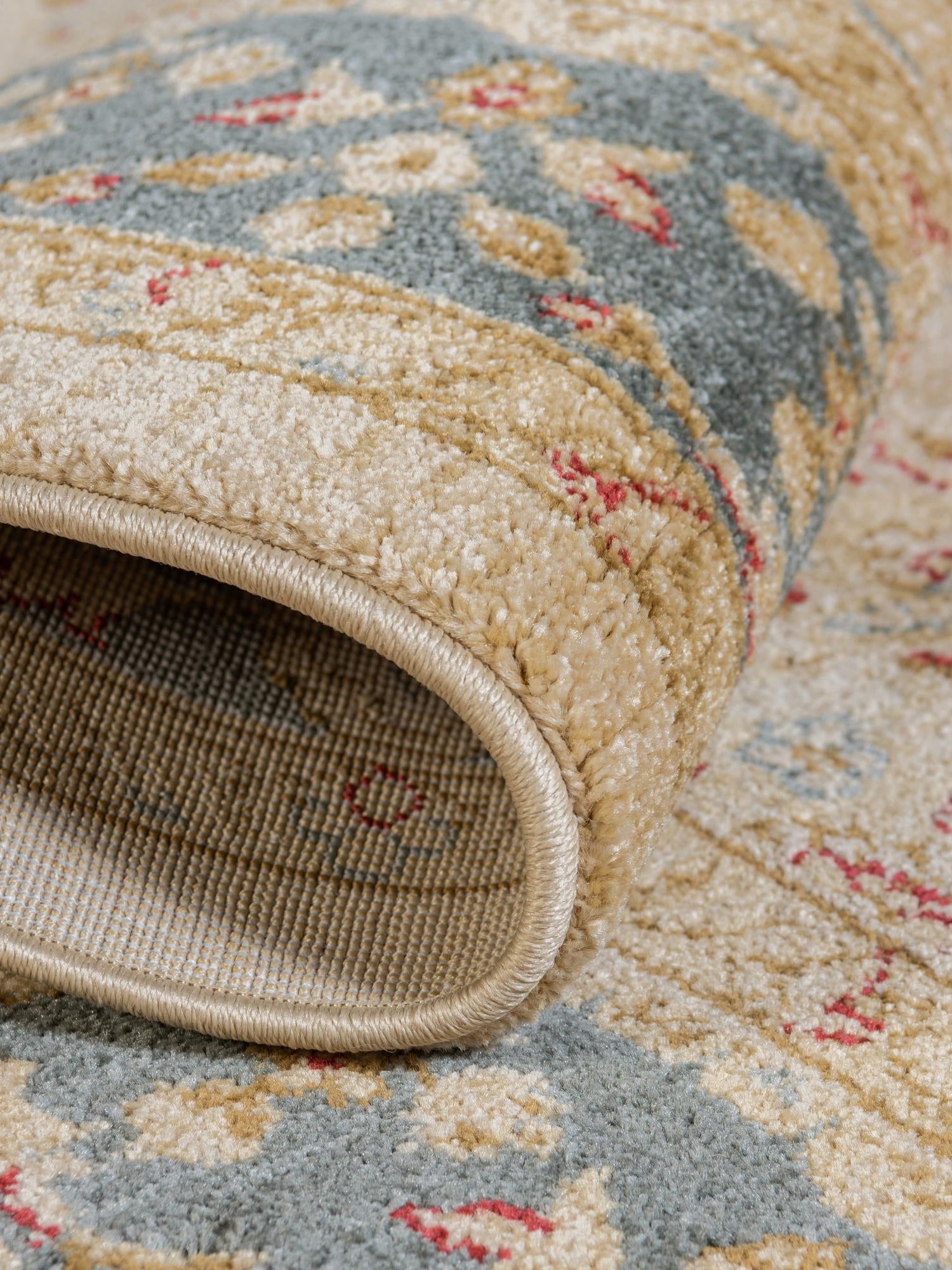 Champagne 6' 1 x 6' 1 Edinburgh Round Area Rug 100% Polypropylene Easy Clean With Cotton Backing Traditional Classic Design Carpet for Living, Dining Room, Office for Sale at Rug Engine