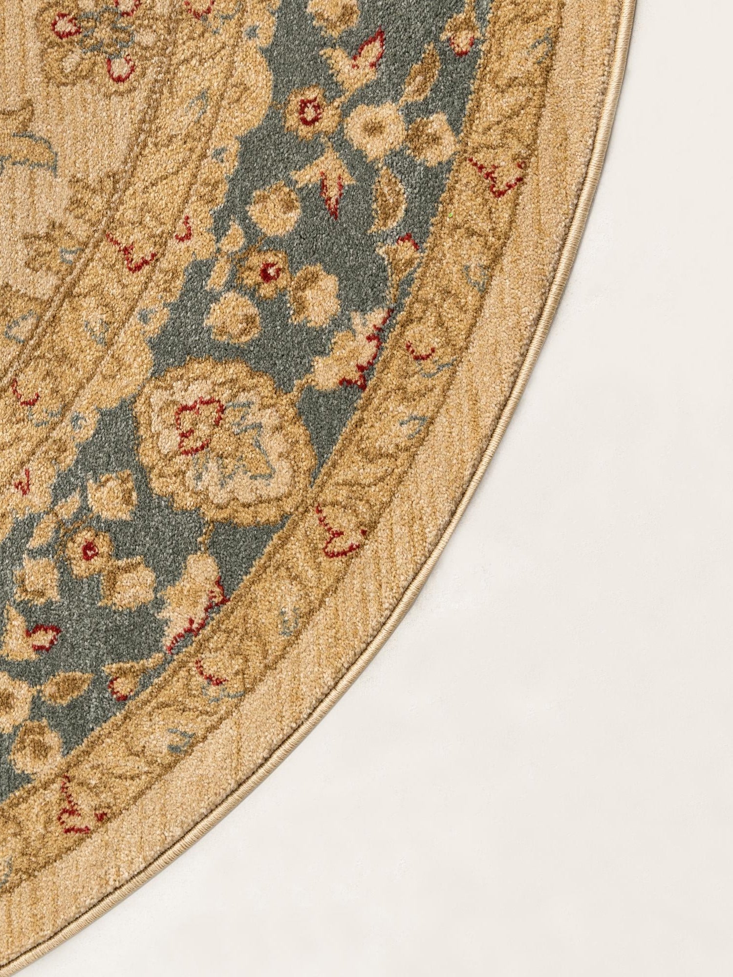 Champagne 6' 1 x 6' 1 Edinburgh Round Area Rug 100% Polypropylene Easy Clean With Cotton Backing Traditional Classic Design Carpet for Living, Dining Room, Office for Sale at Rug Engine