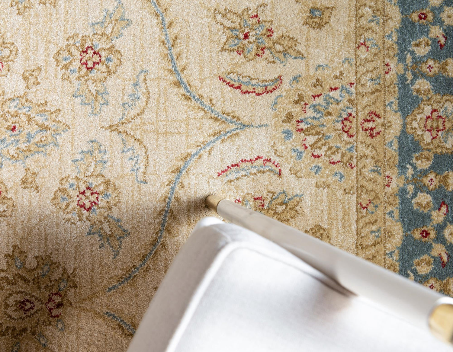 Champagne 3' 3 x 5' 3 Edinburgh Rectangle Area Rug 100% Polypropylene Easy Clean With Cotton Backing Traditional Classic Design Carpet for Living, Dining Room, Office for Sale at Rug Engine