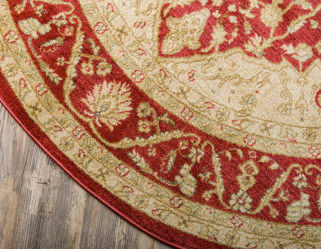 Red 8' x 8' Edinburgh Round Area Rug 100% Polypropylene Easy Clean With Cotton Backing Traditional Classic Design Carpet for Living, Dining Room, Office for Sale at Rug Engine