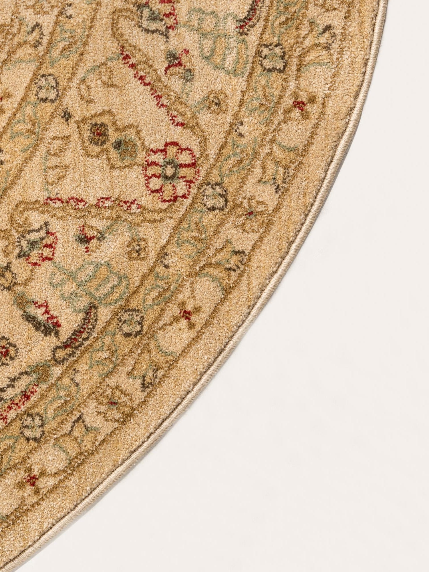 Cream 6' 1 x 6' 1 Edinburgh Round Area Rug 100% Polypropylene Easy Clean With Cotton Backing Traditional Classic Design Carpet for Living, Dining Room, Office for Sale at Rug Engine