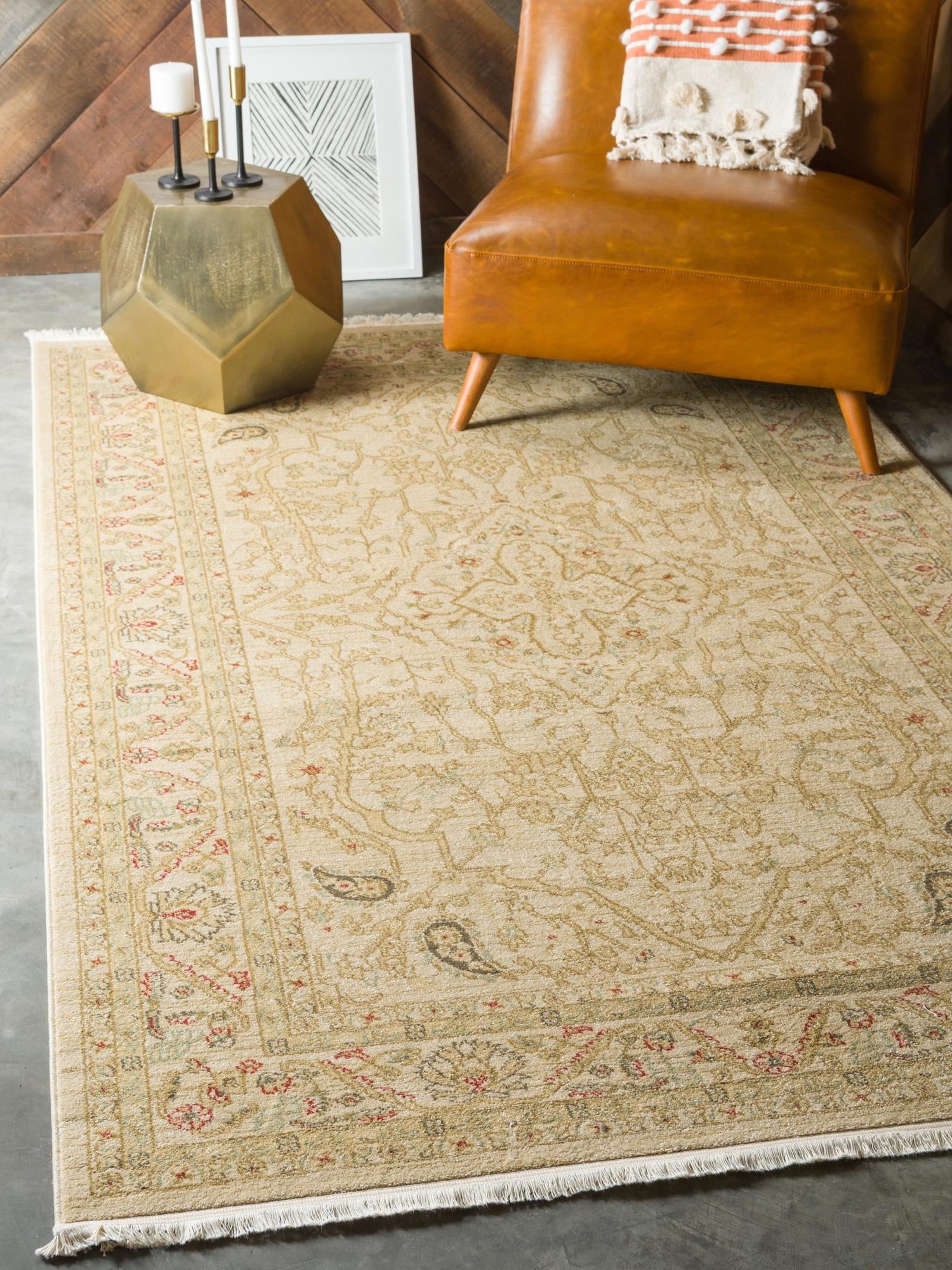 Cream 3' 3 x 5' 3 Edinburgh Rectangle Area Rug 100% Polypropylene Easy Clean With Cotton Backing Traditional Classic Design Carpet for Living, Dining Room, Office for Sale at Rug Engine