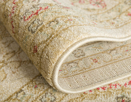 Cream 5' 1 x 8' Edinburgh Rectangle Area Rug 100% Polypropylene Easy Clean With Cotton Backing Traditional Classic Design Carpet for Living, Dining Room, Office for Sale at Rug Engine
