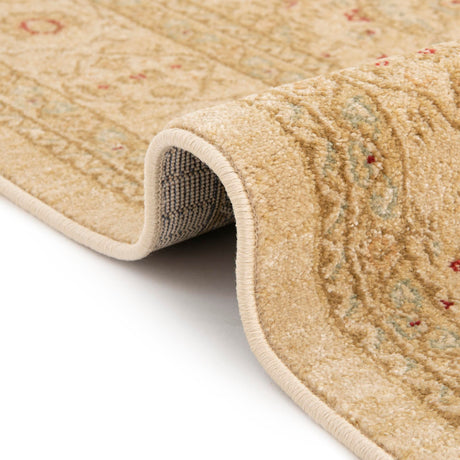 Cream 6' 1 x 6' 1 Edinburgh Round Area Rug 100% Polypropylene Easy Clean With Cotton Backing Traditional Classic Design Carpet for Living, Dining Room, Office for Sale at Rug Engine