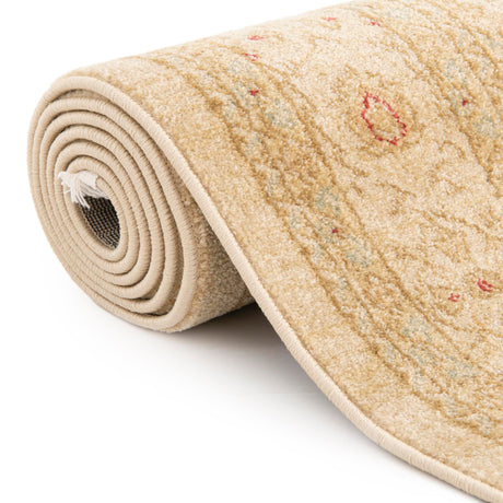 Cream 6' 1 x 6' 1 Edinburgh Round Area Rug 100% Polypropylene Easy Clean With Cotton Backing Traditional Classic Design Carpet for Living, Dining Room, Office for Sale at Rug Engine