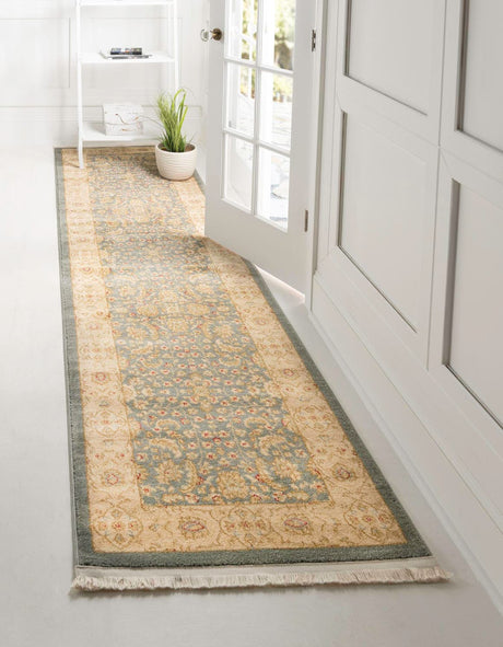 Blue 2' 7 x 10' Edinburgh Runner Area Rug 100% Polypropylene Easy Clean With Cotton Backing Traditional Classic Design Carpet for Living, Dining Room, Office for Sale at Rug Engine